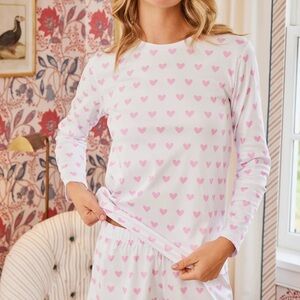 Pink Heart Print Women's Pajama Set